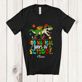 MacnyStore - Personalized Custom Name 100 Magical Days Of School; Lovely 100th Day Boys T-Rex Dinosaur T-Shirt