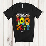 MacnyStore - Personalized Custom Name I Roared My Way Through 100 Days; Humorous School Dinosaur Lover T-Shirt
