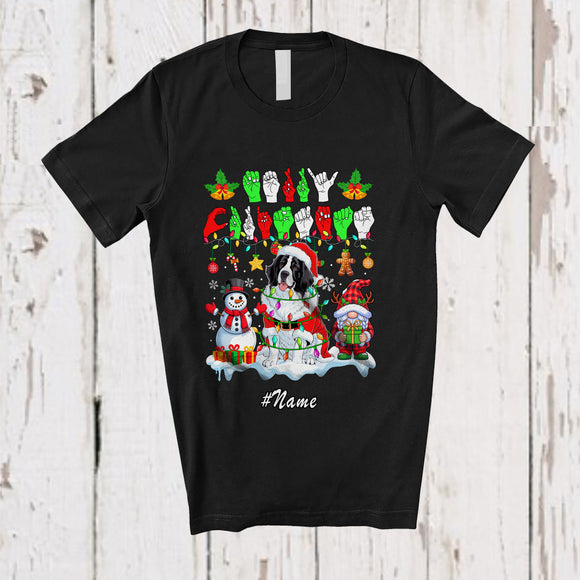 MacnyStore - Personalized Custom Name Santa Landseers; Merry Christmas ASL Snowman Gnome T-Shirt