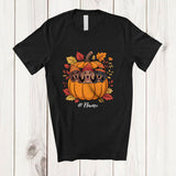 MacnyStore - Personalized Custom Name Dachshund In Pumpkin; Adorable Thanksgiving Fall Leaves; Family T-Shirt