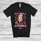 MacnyStore - Personalized Custom Name Cutest Gnomes Born In September; Lovely Birthday Christmas Gnomies T-Shirt