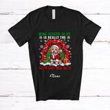 MacnyStore - Personalized Custom Name Related To Me Is Only Gift; Lovely Christmas Cockapoo Plaid Rainbow T-Shirt