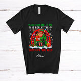 MacnyStore - Personalized Custom Name Related To Me Is Really Only Gift; Lovely Christmas Elf Plaid Rainbow T-Shirt