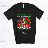 MacnyStore - Personalized Custom Name Related To Me Is Really Only Gift; Lovely Christmas Pug Plaid Rainbow T-Shirt