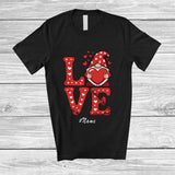 MacnyStore - Personalized Custom Name LOVE; Amusing Valentine's Day Red Gnomes Lover; Couple Family T-Shirt