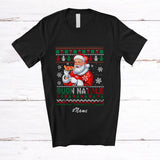 MacnyStore - Personalized Custom Name Buon Natale; Lovely Christmas Sweater Santa Eating Pizza Italian Food T-Shirt
