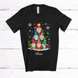 MacnyStore - Personalized Custom Name Christmas Tree Gnomes; Lovely X-mas Lights Snow Around Gnomies T-Shirt
