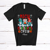 MacnyStore - Personalized Custom Name NICU Christmas Crew; Awesome X-mas Three Gnomes Nurse; Proud Job T-Shirt