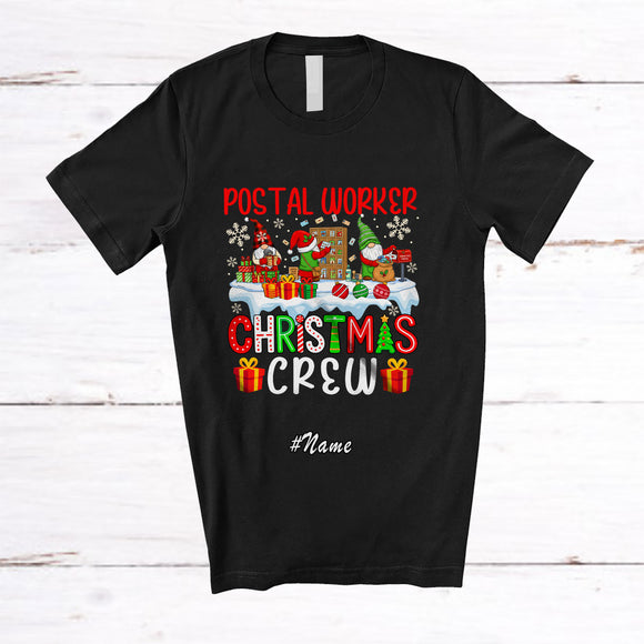 MacnyStore - Personalized Custom Name Postal Worker Christmas Crew; Awesome X-mas Three Gnomes Job T-Shirt