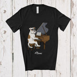 MacnyStore - Personalized Custom Name Bulldog Playing Piano; Humorous Musician Musical Instruments T-Shirt