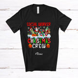 MacnyStore - Personalized Custom Name Social Worker Christmas Crew; Awesome X-mas Three Gnomes Job T-Shirt