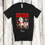 MacnyStore - Personalized Custom Name 2026 Happy Chinese New Year; Lovely Lunar New Year Horse Fireworks T-Shirt