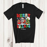 MacnyStore - Personalized Custom Name Merry Bullmas; Lovely Christmas Tree Santa Bulldog Owner T-Shirt