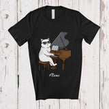 MacnyStore - Personalized Custom Name Cat Playing Piano; Humorous Musician Musical Instruments T-Shirt