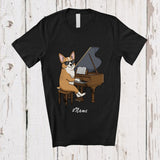 MacnyStore - Personalized Custom Name Corgi Playing Piano; Humorous Musician Musical Instruments T-Shirt