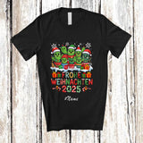 MacnyStore - Personalized Custom Name Frohe Weihnachten 2025; Lovely Christmas Collection Cactus; Vegan T-Shirt