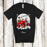 MacnyStore - Personalized Custom Name Guinea Pig Santa On Monster Truck; Lovely Christmas Moon Snow Animal T-Shirt