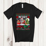 MacnyStore - Personalized Custom Name Merry Bullmas; Lovely Christmas Tree Sweater Santa Bulldog Owner T-Shirt