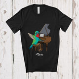 MacnyStore - Personalized Custom Name Hummingbird Playing Piano; Humorous Musician Musical Instruments T-Shirt