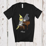MacnyStore - Personalized Custom Name Cockatiel Playing Piano; Humorous Musician Musical Instruments T-Shirt