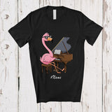 MacnyStore - Personalized Custom Name Flamingo Playing Piano; Humorous Musician Musical Instruments T-Shirt