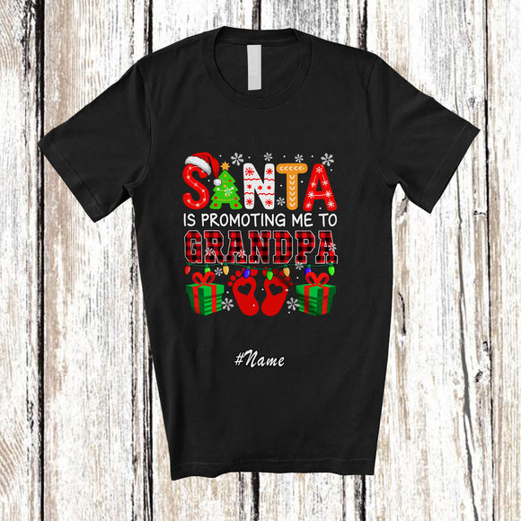 MacnyStore - Personalized Custom Name Santa Promoting Me To Grandpa; Merry Christmas Pregnancy Family T-Shirt