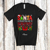 MacnyStore - Personalized Custom Name Santa Promoting Me To Mommy; Merry Christmas Pregnancy Family T-Shirt