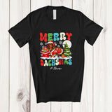 MacnyStore - Personalized Custom Name Merry Dachsmas; Lovely Christmas Tree Santa Dachshund Owner T-Shirt