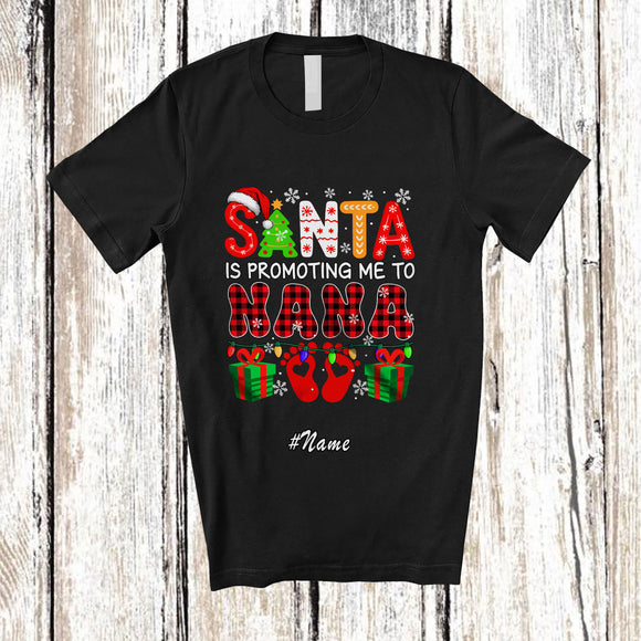 MacnyStore - Personalized Custom Name Santa Promoting Me To Nana; Merry Christmas Pregnancy Family T-Shirt