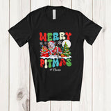 MacnyStore - Personalized Custom Name Merry Pitmas; Lovely Christmas Tree Santa Pit Bull Owner T-Shirt
