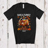 MacnyStore - Personalized Custom Name Save A Turkey Eat Pizza; Humorous Thanksgiving Pizza Food Lover T-Shirt