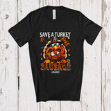 MacnyStore - Personalized Custom Name Save A Turkey Eat Sausage; Humorous Thanksgiving Food Lover T-Shirt