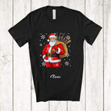 MacnyStore - Personalized Custom Name Santa With Guns; Humorous Christmas Snowing Santa Hunting Hunter T-Shirt