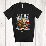 MacnyStore - Personalized Custom Name Santa With Bigfoot Selfie; Lovely Christmas Snow Trees Believe Santa T-Shirt