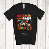 MacnyStore - Personalized Custom Name Will Trade Students For Cookies; Amusing Christmas Santa Teacher Group T-Shirt
