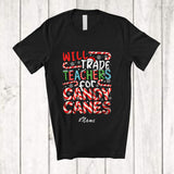 MacnyStore - Personalized Custom Name Will Trade Teachers For Candy Canes; Amusing Christmas Students Santa T-Shirt
