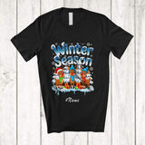 MacnyStore - Personalized Custom Name Winter Season; Adorable Christmas Snow Trees Three Reindeer T-Shirt