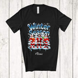MacnyStore - Personalized Custom Name Winter Season; Adorable Christmas Snow Trees Three Santa T-Shirt