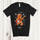 MacnyStore - Personalized Custom Name Gingerbread Playing Guitar; Joyful Christmas Musical Instrument Players T-Shirt