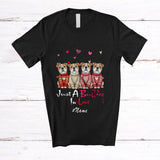 MacnyStore - Personalized Custom Name Just A Bulldog In Love; Lovely Valentine Hearts Family T-Shirt