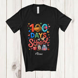 MacnyStore - Personalized Custom Name Happy 100 Days Of School; Colorful 100th Day Teacher Students Group T-Shirt