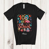 MacnyStore - Personalized Custom Name Happy 100 Days Of School; Colorful Flamingo 100th Day Teacher Students T-Shirt