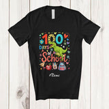 MacnyStore - Personalized Custom Name Happy 100 Days Of School; Colorful T-Rex 100th Day Teacher Students T-Shirt