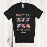 MacnyStore - Personalized Custom Name Happy 100 Days Of School; Lovely Axolotl Reading Books Studying T-Shirt