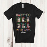 MacnyStore - Personalized Custom Name Happy 100 Days Of School; Lovely Pug Reading Books Studying T-Shirt