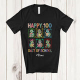 MacnyStore - Personalized Custom Name Happy 100 Days Of School; Lovely Turtle Reading Books Studying T-Shirt