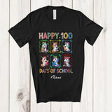 MacnyStore - Personalized Custom Name Happy 100 Days Of School; Lovely Unicorn Reading Books Studying T-Shirt