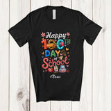 MacnyStore - Personalized Custom Name Happy 100th Day Of School; Colorful 100 Days Students Teacher Group T-Shirt