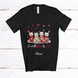 MacnyStore - Personalized Custom Name Just A Cat In Love; Lovely Valentine Hearts Cat Owner Lover T-Shirt