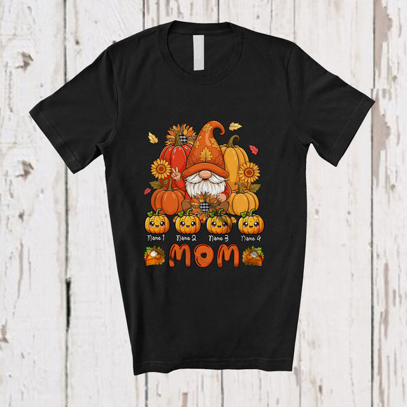 MacnyStore - Personalized Custom Name Mom; Adorable Thanksgiving Gnome Fall Pumpkins; Family T-Shirt